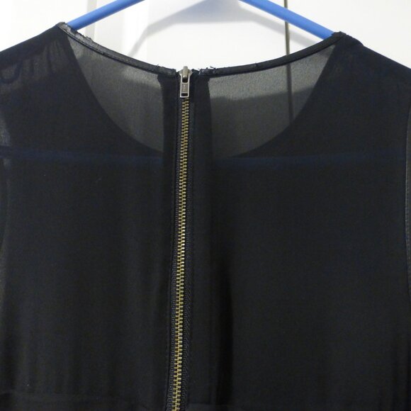 H&M black ruched sleeveless mini dress with faux leather trim - Picture 8 of 15